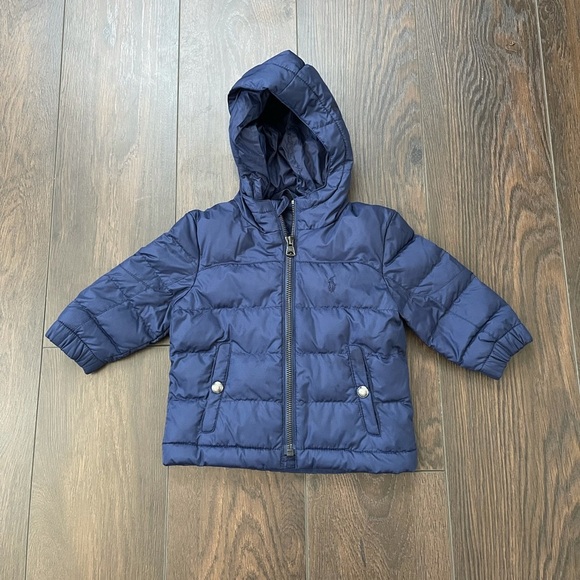 Baby Polo Ralph Lauren navy puffer jacket 9M - Picture 2 of 4